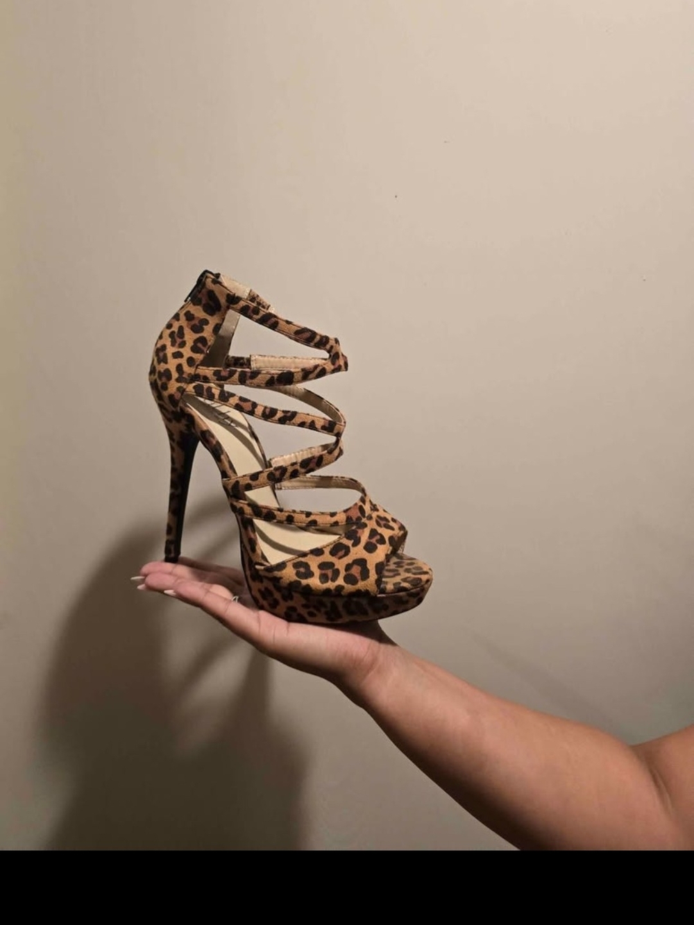 Cathy Jean Leopard Print Multi-Strap Platform Heel
